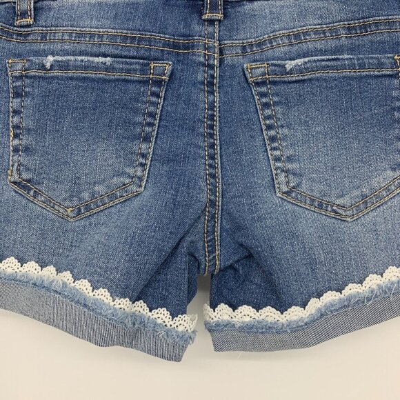 Hippie Girl Denim Shorts Shortie Snap Button Distressed Adjustable - Picture 6 of 6